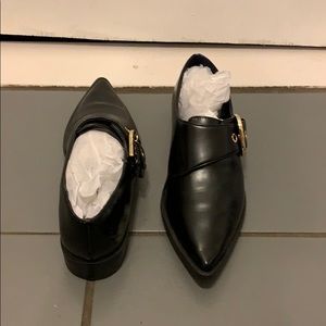 Zara pointy buckle flats - black